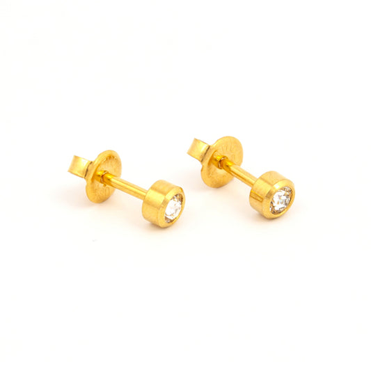 Studex Pr-L204Y Large Bezel April Crystal Earring Studs