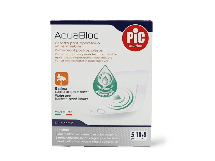 Pic Solution Aquabloc Waterproof Post-Op Plaster, 10X8cm, 5 Pieces