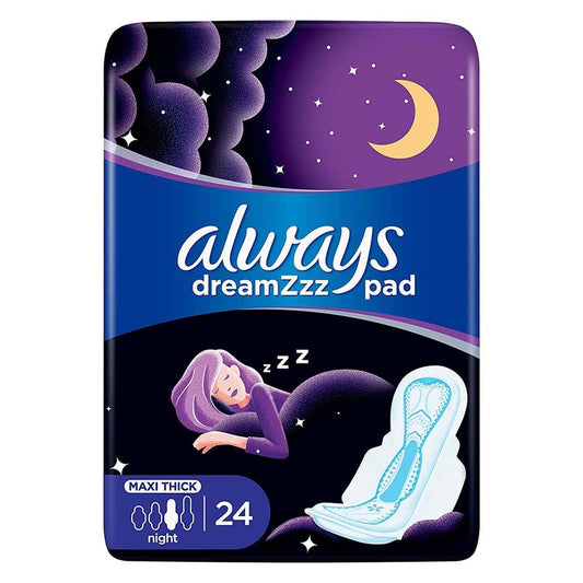 Always Dreamzzz Thick Night New Trio Feminine Pads, 24 Pads