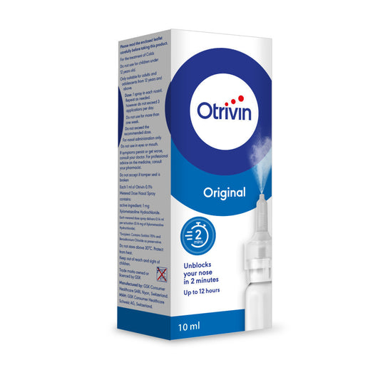 Otrivin 0.1% Adult Nasal Spray for fast effective Nasal Congestion Relief, 10ml