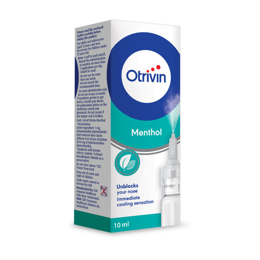 Otrivin 0.1% Menthol Nasal Spray Unblock Your Nose with an Immediate Cooling Sensation 10ml