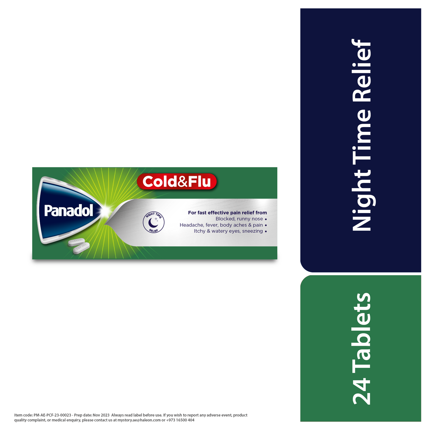 Panadol Cold & Flu Night Time Symptom Relief, 24 Tablets