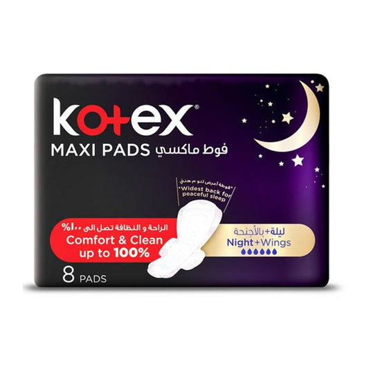 Kotex Feminine Hygiene Over Night Loop Maxi Pads 8's