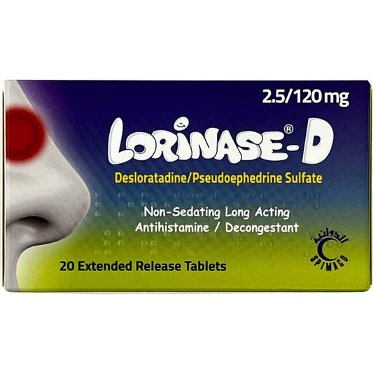 Lorinase-D  Desloratadine/Pseudoephedrine (2.5/120 Mg), 20 Tablets