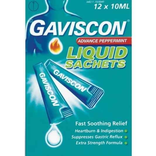 Gaviscon Advance 10ml Liquid 12s Sachet Peppermint