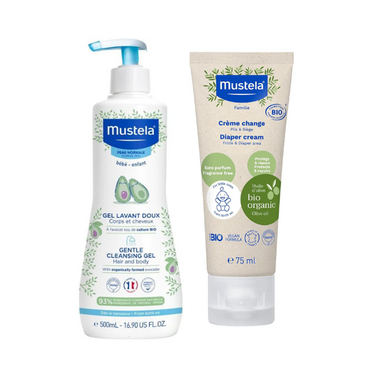 MUSTELA 0737 CLEANSING GEL 500ML+DIAPER CREAM 75ML OFFER