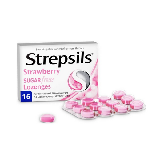 Strepsils Strawberry Sugar Free Lozenges 16s