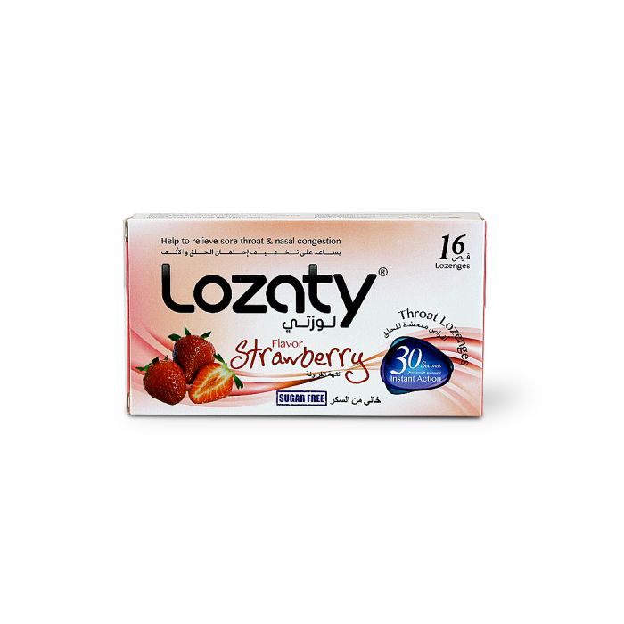 Lozaty Throat Lozenges Strawberry Sugar Free 16's