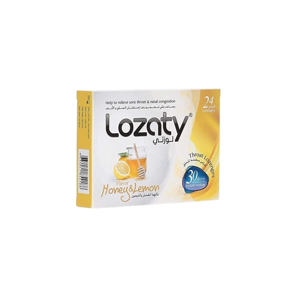 Lozaty Honey & Lemon Throat Lozenges, 24 Pieces