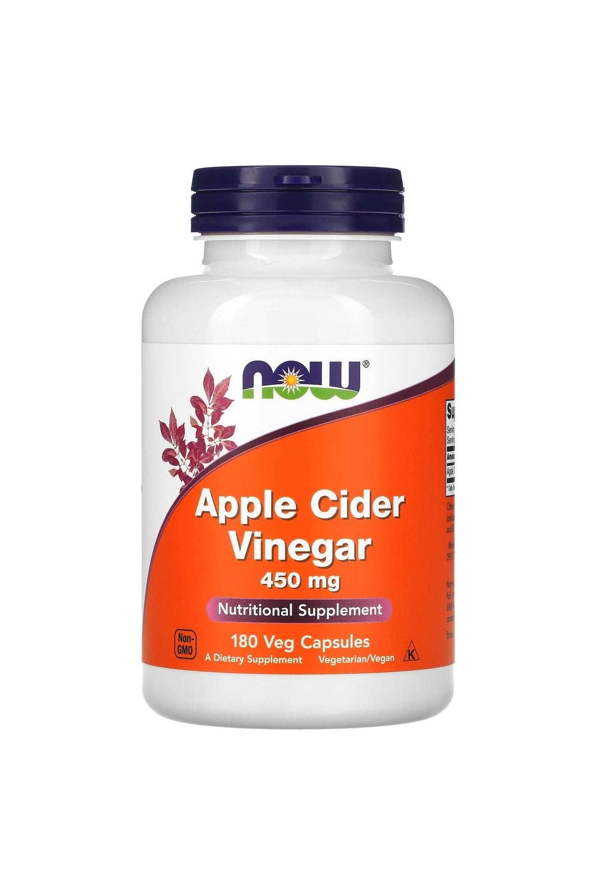 Now Apple Cider Vinegar 450mg Vegetable Capsules, 180 Pieces