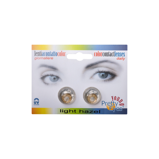 Pretty Eyes Cosmetic Contact Lenses, Diameter 14.2, 2.0 Count Light Hazel Color