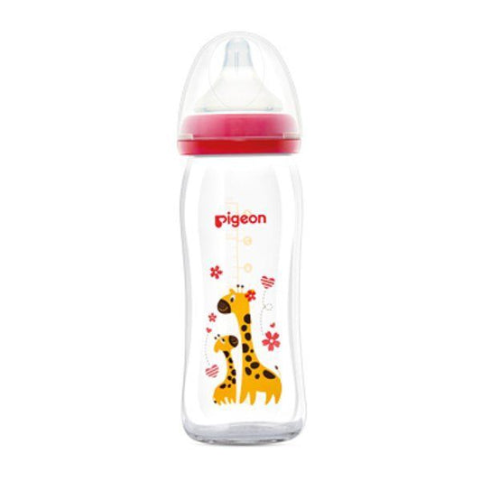 Pigeon Softouch Wide Neck Decorated Glass Bottle, 240Ml