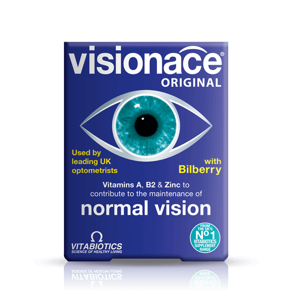 Visionace Original Vision Support Nutrition & Supplements With Bilberry, Vitamins A, B2 & Zinc - Gluten Free, Preservative Free, Vegetarian 30 Tablets