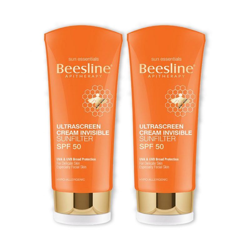 Beesline Ultrascreen Cream Invisible Sun filter Spf50 For Delicate Skin Free, 2x60ml