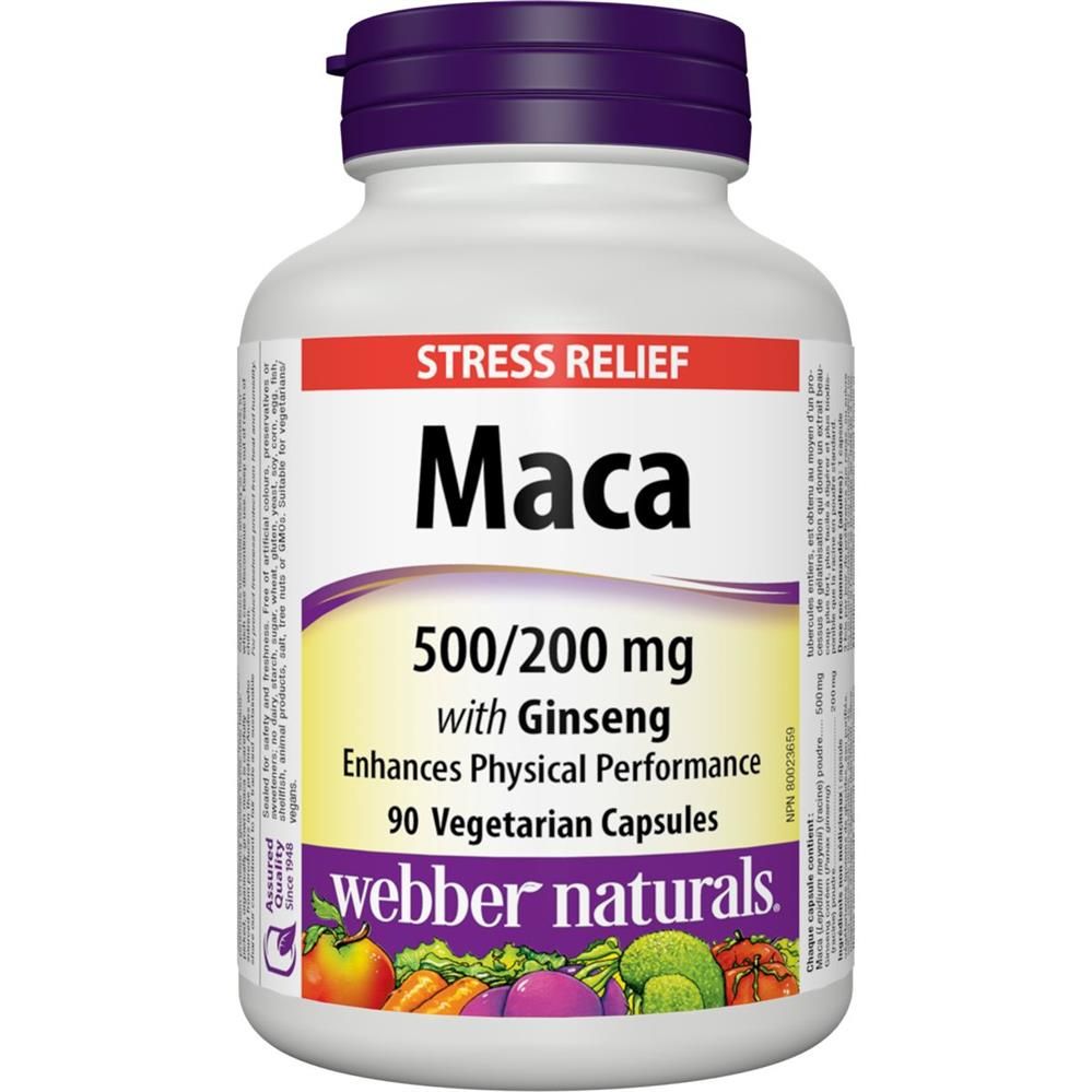 Webber Naturals Maca 500/200 Mg With Ginseng Vegetarian Capsules 90 Pieces