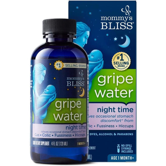 Mommy'S Bliss Night Time Baby Gripe Water For Stomach Discomfort (1+ Months) - Dye Free, Alcohol Free, Paraben Free 120Ml