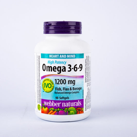 Webber Naturals High Potency Omega 3 6 9 1200 Mg Softgels 90 Pieces