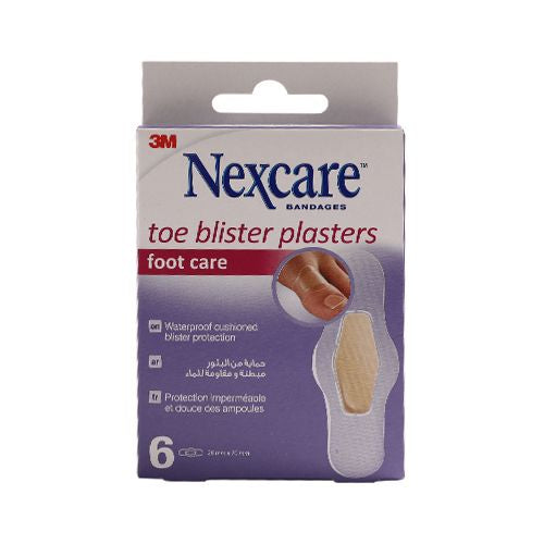 Nexcare Toe Blister Waterproof Bandages/Plasters, 26 mm x 70 mm, 6 strips/Pack