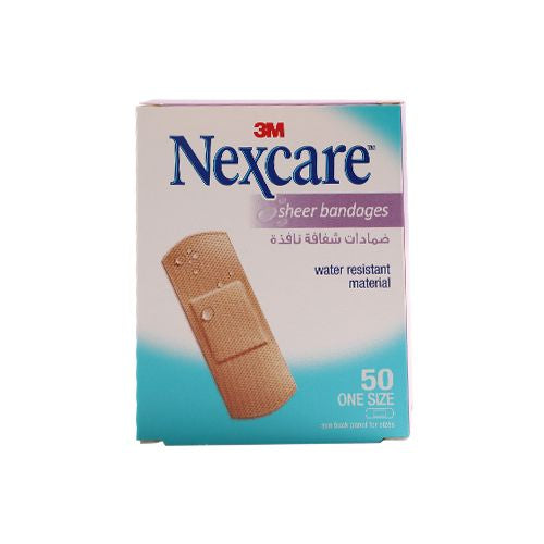 Nexcare Plaster Sheer One Size, 50 Pieces 656