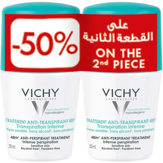 Vichy Deo 48H Intensive Anti Perspirant Treatment Roll On, 2x50ml