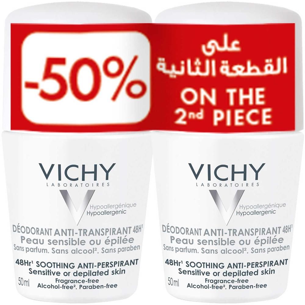 Vichy Deo 48H Soothing Anti Perspirant For Sensitive Skin Or Depilated Skin, 2x50ml