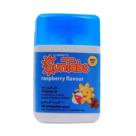 Synergy Pharma Suntabs Vitamin D Raspberry Flavor Chewable Tablets 60 Pieces