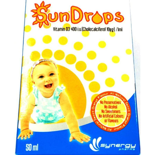 Synergy Sundrops 400 Iu Vitamin D3 Nutrition & Supplements Drops Orange Flavor For Babies (0-3 Years) - Alcohol Free, Preservatives Free, Sweeteners Free 50Ml