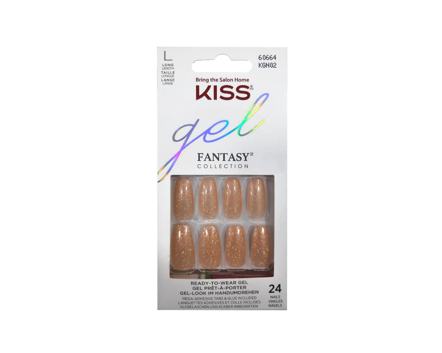 Kiss Gel Fantasy Real Short Length Nails, 24 Pieces