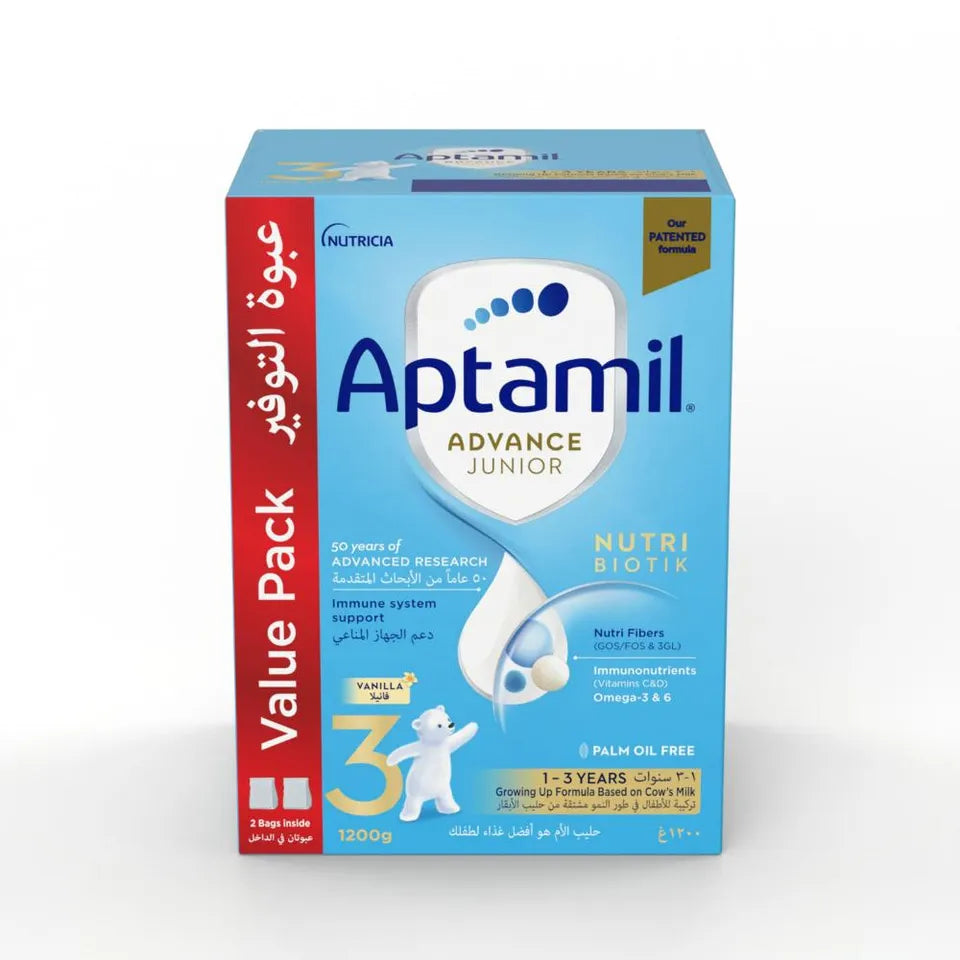 Aptamil Advance Junior 3 Growing Up Formula Value Pack, 1-3 Years, 1.2kg