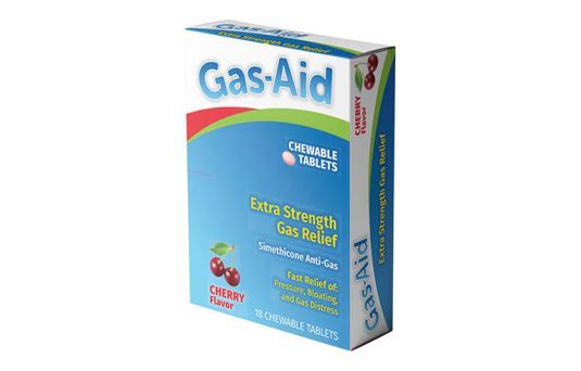 Gas Aid Chewable Tablets Extra Strength Gas Relief Simethicone Anti Gas Cherry Chewable Tablets, 18 Tablets