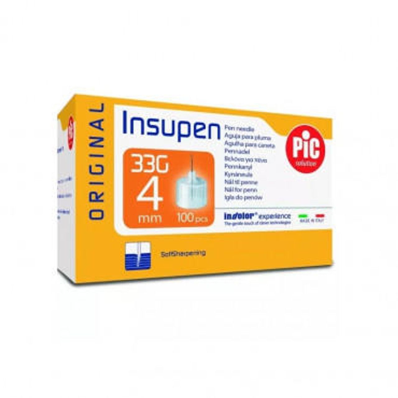 Pic Solution Insupen Pen Insulin Needle, 33g, 4mm, 100 Pieces