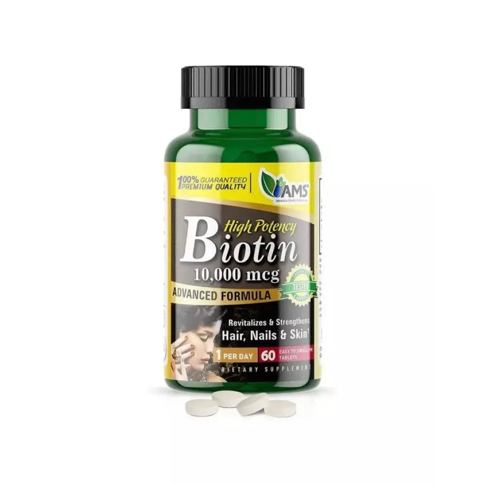 Ams Biotin 10,000 Mcg Tablets, 60 Pieces