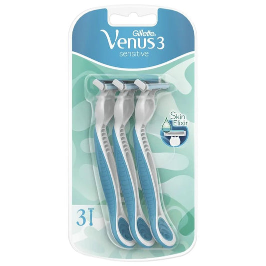 Gillette Venus 3 Sensitive Women's Disposable Razors, 3 Count