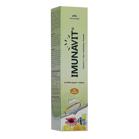 Velvet Med Imunavit Vitamin C Zinc Echinacea Propolis Lemon Effervescent Tablets, 20 Tablets