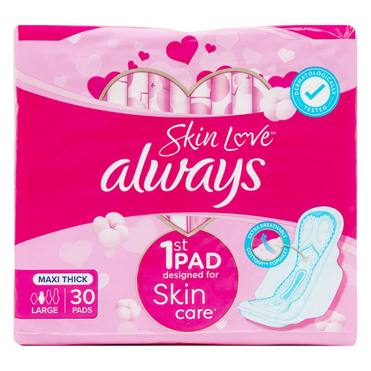 Always Skin Love Feminine Pads, Maxi Thick Lare 30 Pads