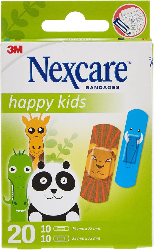 Nexcare Happy Kids Bandages/plasters Animals, Assorted, 20 strips/Pack