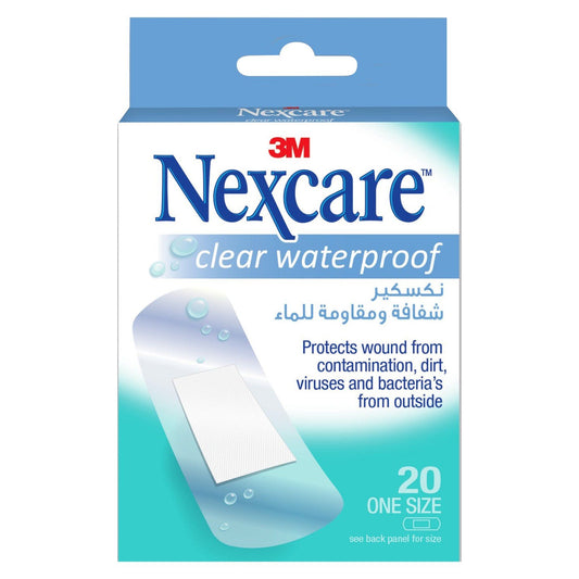 Nexcare Clear Waterproof & Strong Adhesion Bandages/plasters, 25 mm x 72 mm. 20 strips/Pack