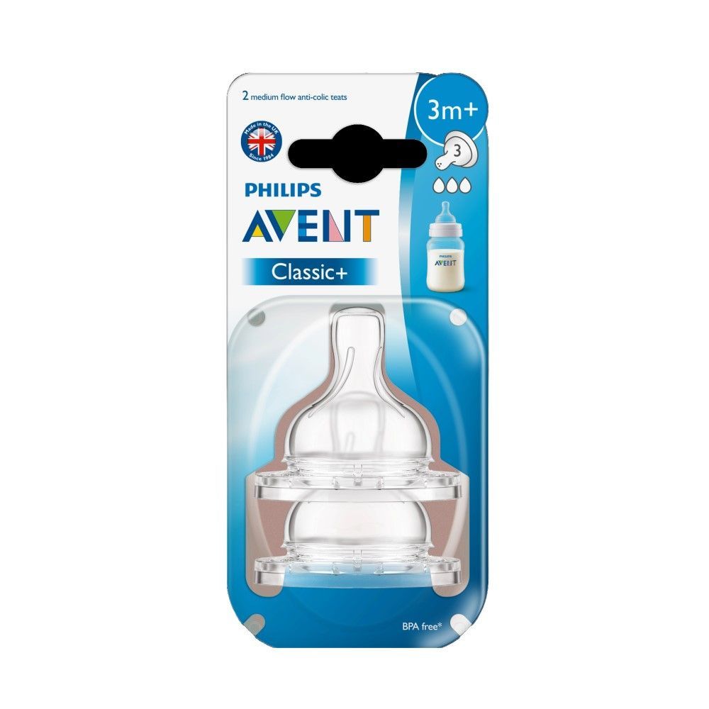 Philips Avent 3 Holes Classic Plus 3+ Months, 2 Pieces