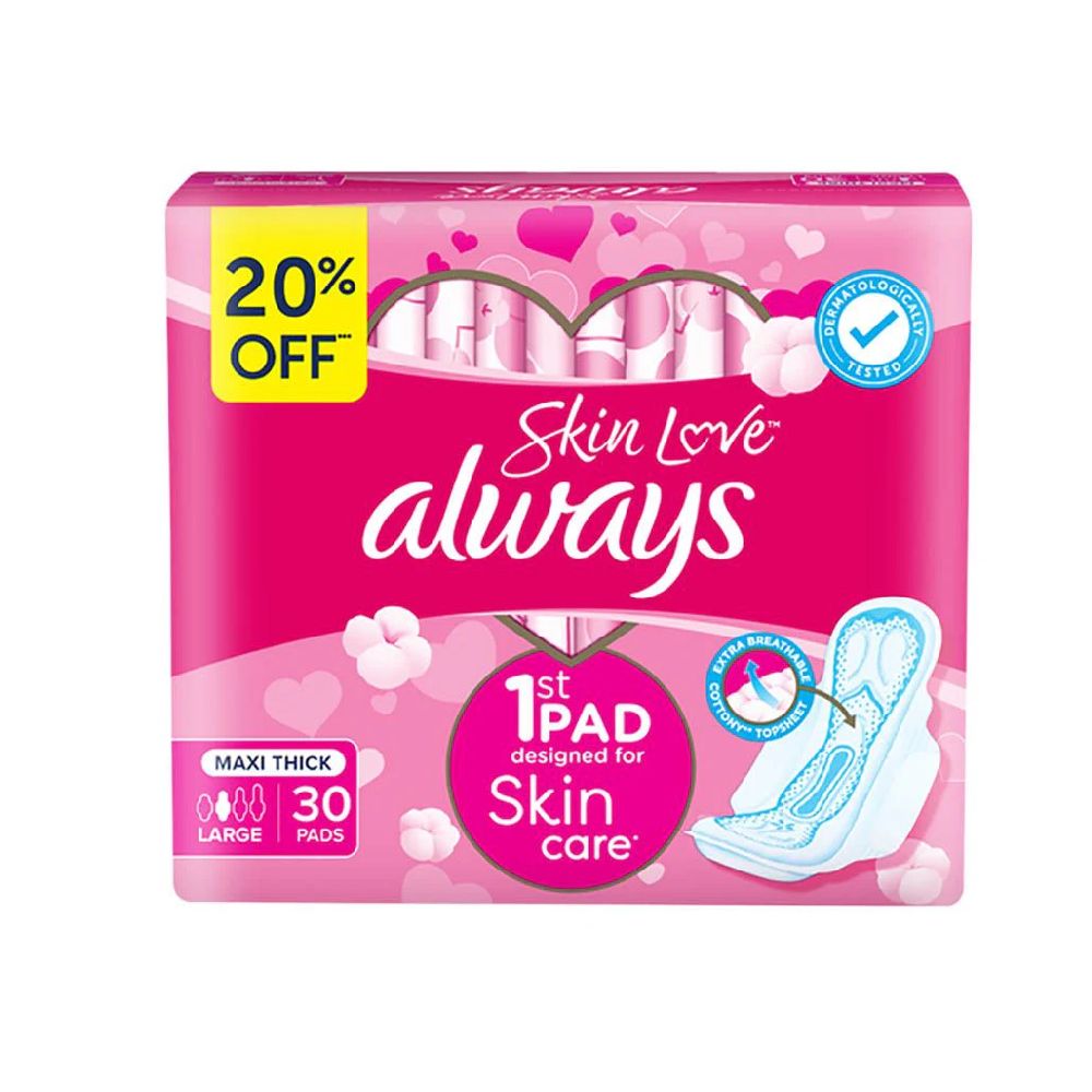 Always Cotton Skinlove Sanitary Pads, 6x30 Pieces