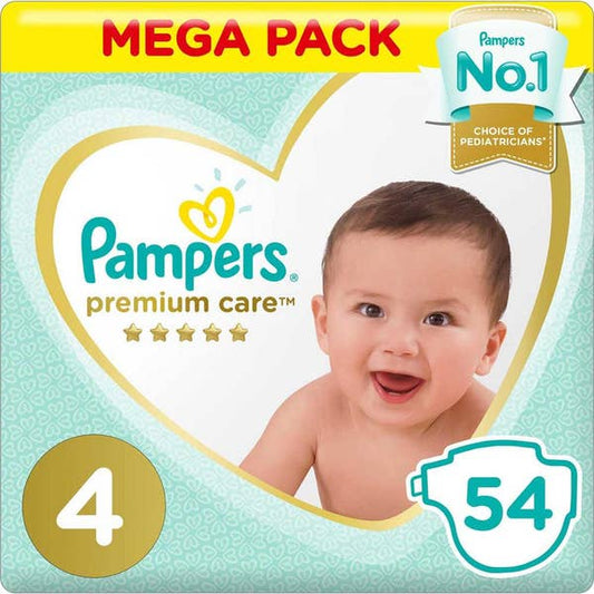 Pampers Premium Care Diapers Size 4 Maxi 9-14 kg Mega Pack 54's