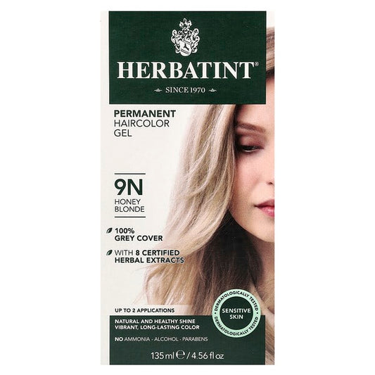 Herbatint Permanent Hair Color Gel 9N Honey Blonde - vegan, ammonia free, paraben free 1 pack