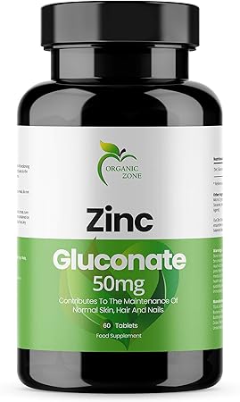 Organic Zone Zinc Gluconate 50mg Tablets, 60 Pieces