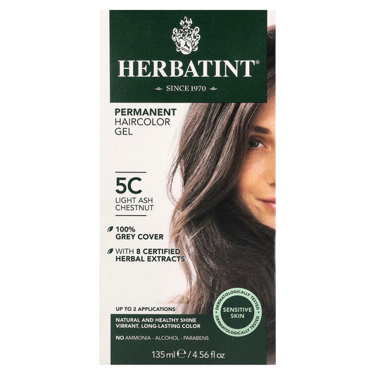 Permanent Herbal Hair Colour Gel 5C Light Ash Chestnut, 118ml