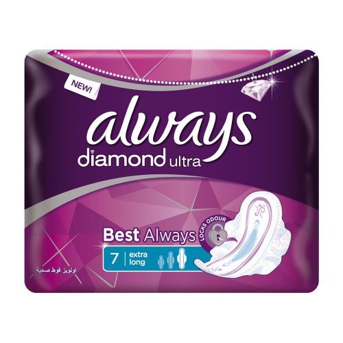 Always Diamond Ultra Thin Pad, Extra Long, 7pad