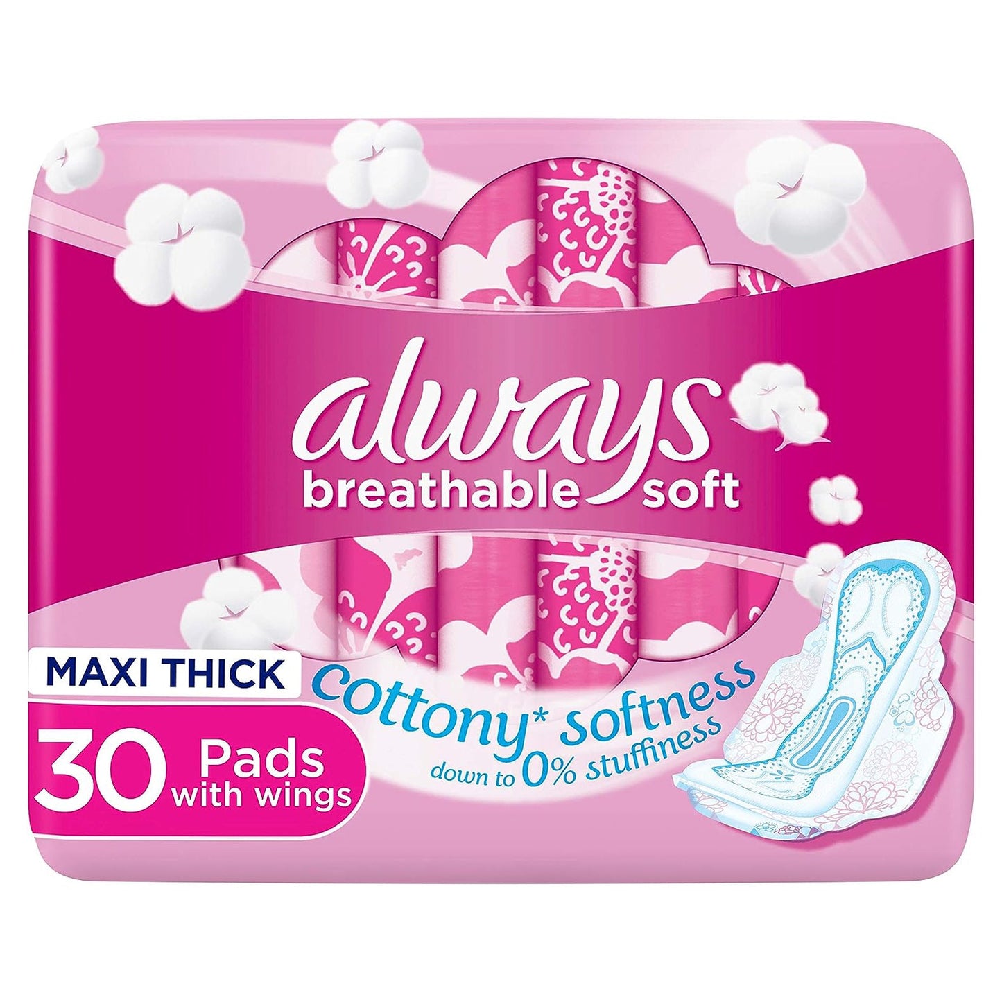 Always Cotton Soft Maxi Thick Sanitary Pads, 30 Pieces