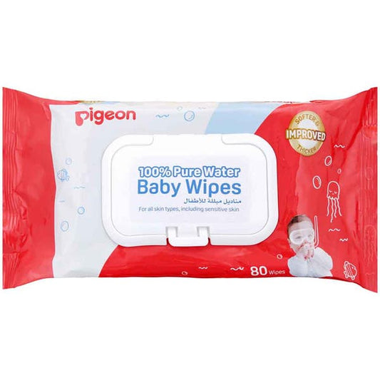 Pigeon 100% Pure Water Baby Wipes, Pack of 80's