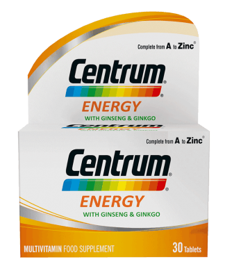 Centrum Energy Multivitamin with Ginseng and Gingko Biloba 30 Tablets