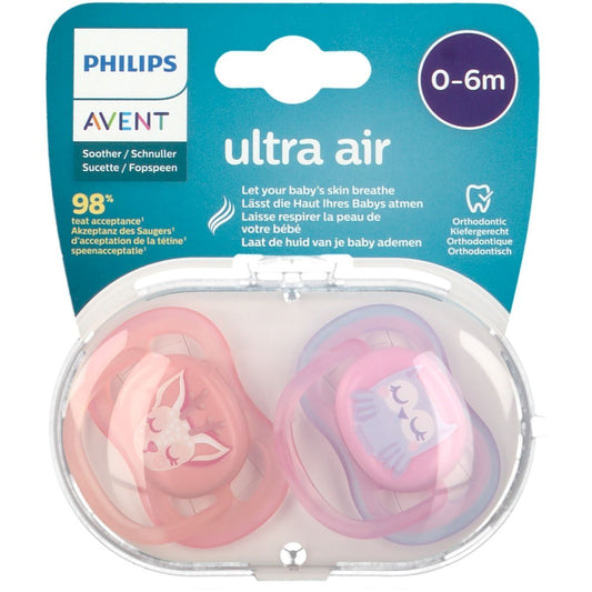 Philips Avent Ultra Air Mix Elep/Owl Them Pacifier, 0-6m