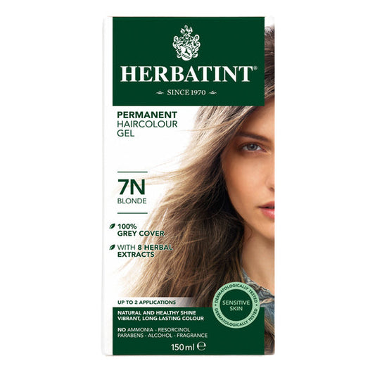 Herbatint Permanent Hair Color Gel 7N Blonde - vegan, ammonia free, paraben free, alcohol & fragrance free, gluten free 1 pack