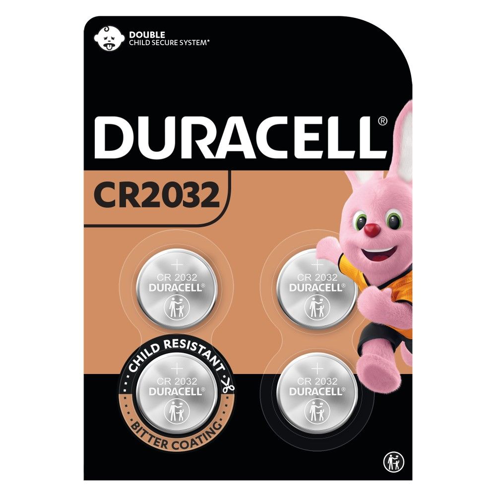 Duracell 3V Lithium Coin Batteries CR2032, 4 Pieces